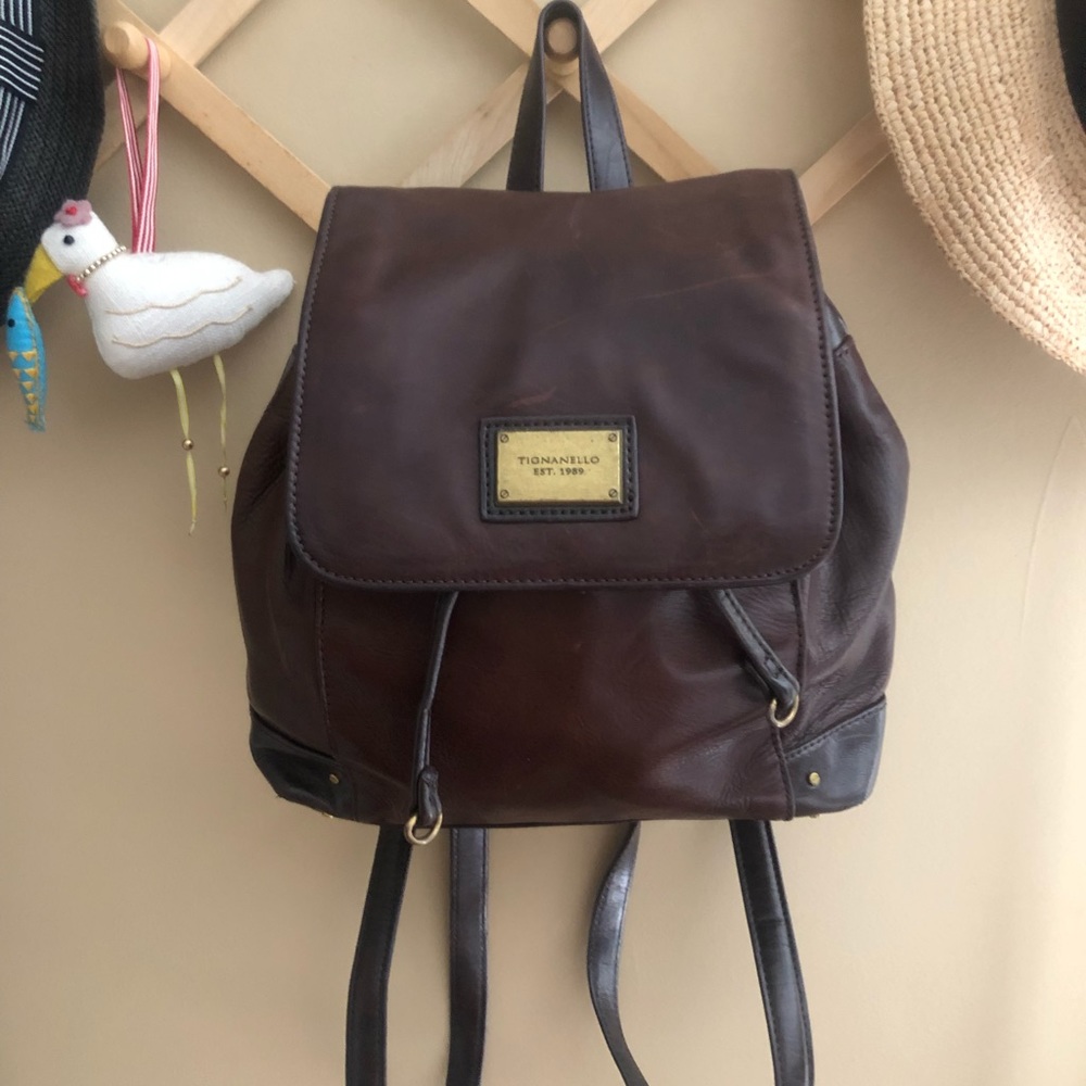 Vintage brown leather backpack